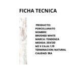 PORCELANATO simil madera blancoTENDENZA BRUSHED WHITE 20X120 1ra - Imagen 3