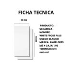 Cerámica Angelgres White Frost Plus 30x59 1era Calidad Blanca Rectificada - Imagen 2