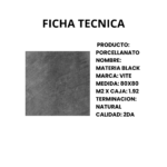 VITE PORCELLANATO MATERIA BLACK NATURAL 80X80 2DA - Imagen 2