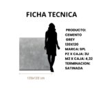 Porcelanato Cemento Grey 120x120 SPL Satinado 1RA | Piso y Revestimiento de Gran FormatoDO - Imagen 3